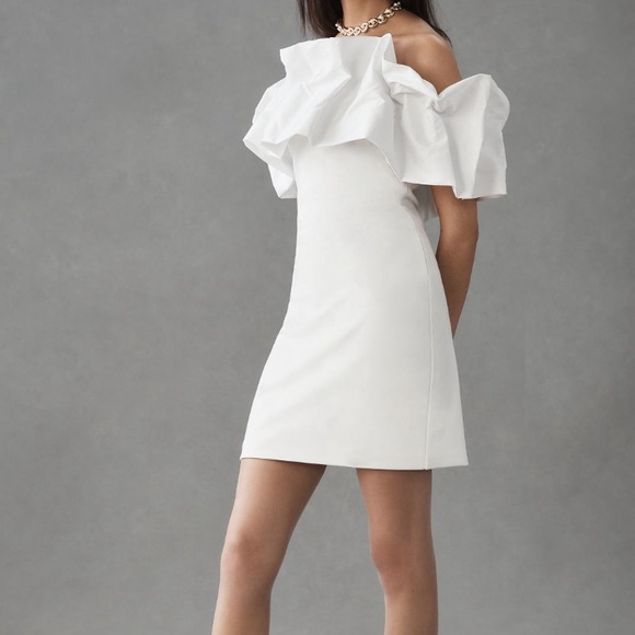 Anthropologie Off-The-Shoulder Structured Ruffle Dress - Picture 1 of 3